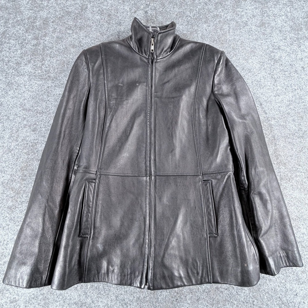 Alfani Outerwear Leather Jacket Womens S Black Luxury Stylish Full Zip Quilted‎